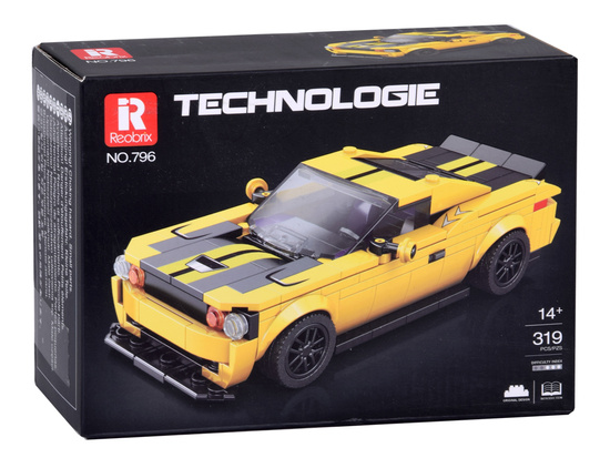 Technical blocks 319-pieces + stickers Yellow Sports Car ZA5260
