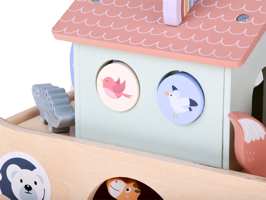 Wooden Noah’s Ark + Animal Figures Educational Toy Sorter ZA5931