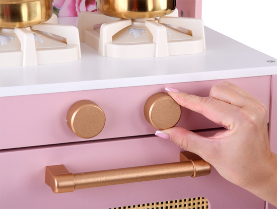 Wooden kitchen for children RÓŻANA - burner, sink, pots, accessories ZA5932
