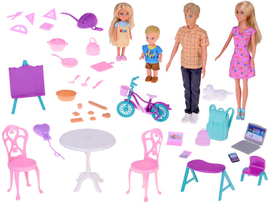 Anlily Large set DOLL FAMILY Kitchen and furniture + school and work ZA5699