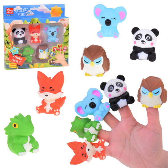Rubber finger puppets ZOO animals - set of 5 ZA5601 figures