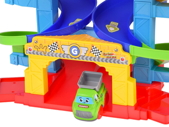 Spiral Track car set + police car and dump truck 19 pieces ZA5692