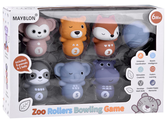 A set of rubber animals bowling ball ZOO for children ZA4818