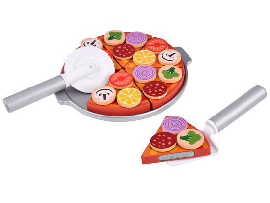 Set of WOODEN PIZZA for cutting 16.5 cm WITH VELCRO Accessories 27 pcs ZA4689