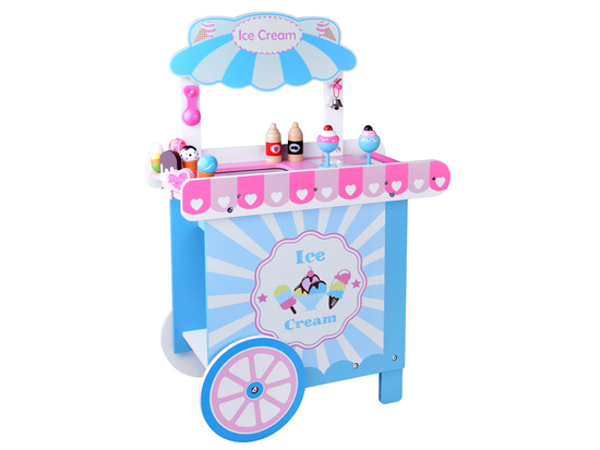 Large pastel wooden ice cream stand + 8 different ice creams ZA5945