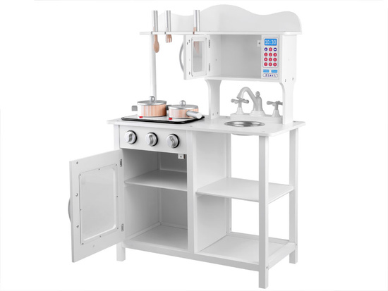 Interactive WHITE wooden kitchen for children Induction + accessories ZA4127