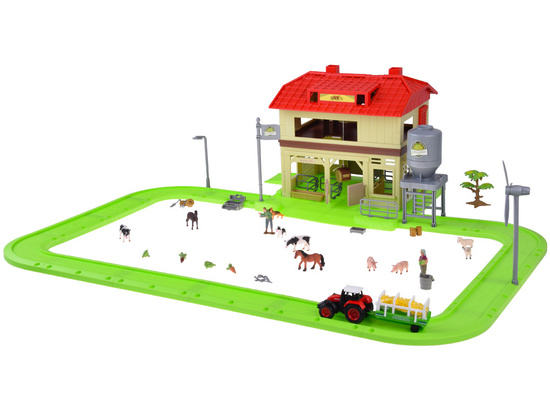 FARM ANIMALS SERIES Barn with road + tractor, figures and accessories ZA5687