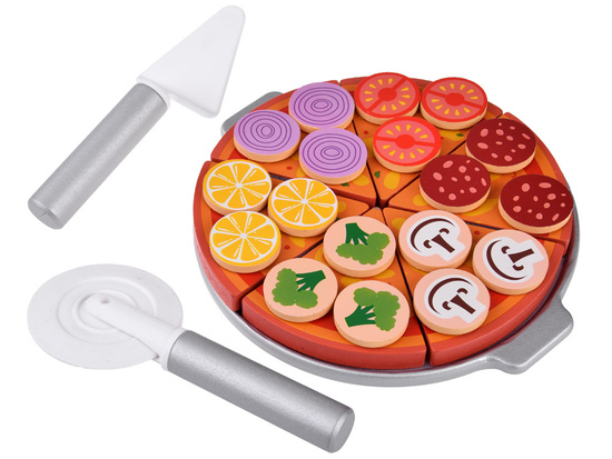 Set of WOODEN PIZZA for cutting 16.5 cm WITH VELCRO Accessories 27 pcs ZA4689