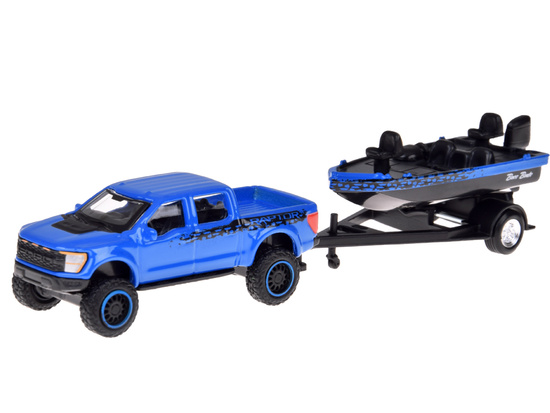 Licensed metal car 1:64 Ford F-150 SVT Raptor 2021 and boat ZA5970
