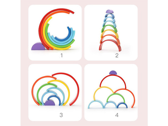 Wooden Montessori educational puzzle colorful rainbow + tasks ZA5328