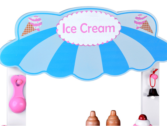 Large pastel wooden ice cream stand + 8 different ice creams ZA5945