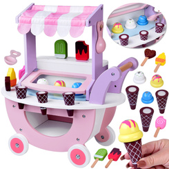 Pastel sweet ICE CREAM SHOP on wooden wheels + 8 different ice creams ZA5946