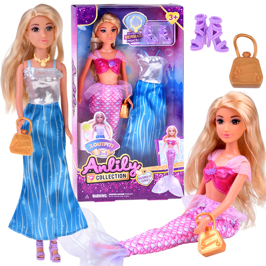 Anlily 2-in-1 Mermaid Princess doll + accessories ZA5708