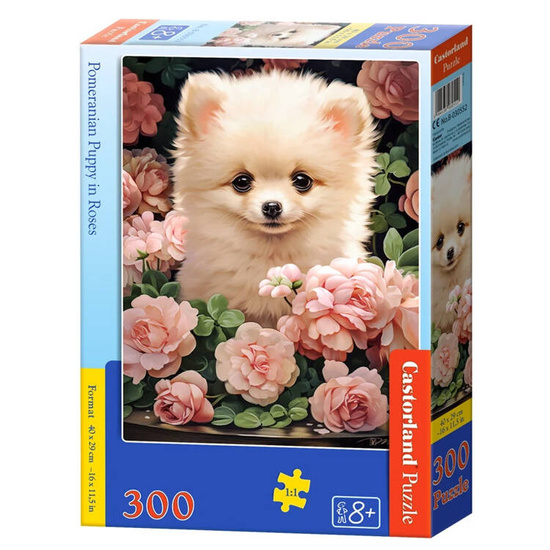 300 Piece Pomeranian Puppy in Roses Puzzle