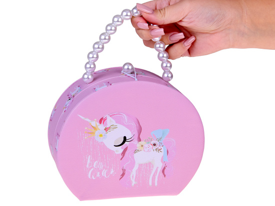 Charming jewelry box made of eco-leather with a mirror and hair accessories ZA5737