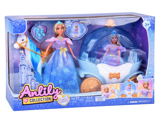 Fairytale princess doll in a ball gown + royal carriage horse ZA5705