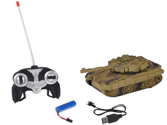 RC Tank with Remote Control, Rotating Turret, Lights, Realistic Sound