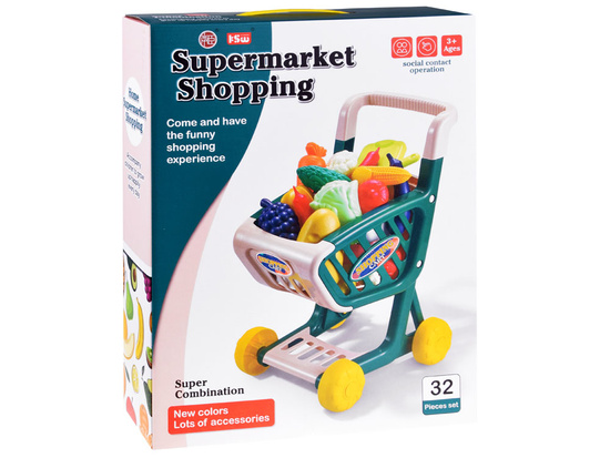 Shopping cart + vegetables, fruits, 32 items, fun in the store ZA4790