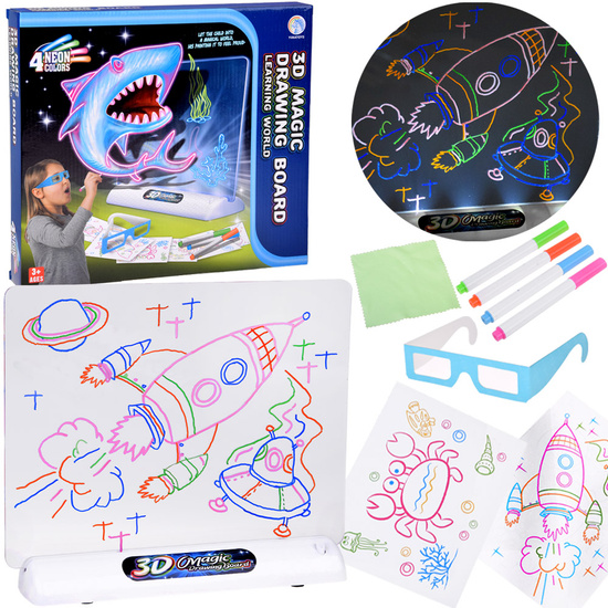 3D Drawing Board with LED Lighting + Markers and Glasses TA0115