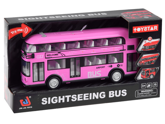 Pink double-decker bus with opening doors and sound ZA4748