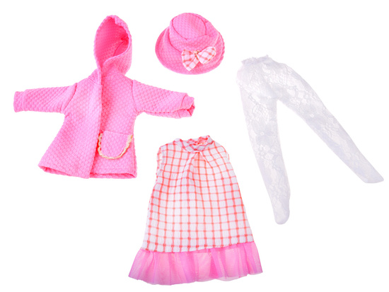 Pink doll clothes set for 36–40 cm doll: Dress, Coat, Hat ZA5839