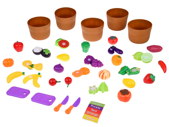 Set for cutting vegetables and fruits with Velcro + learning colors - 34 pieces ZA5904