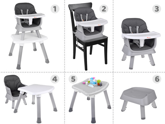 Multifunctional seat Highchair 6in1 set for children ZA5664