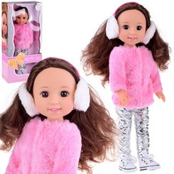 Adorable Doll 38 cm Pink fur and earmuffs winter clothes ZA4767