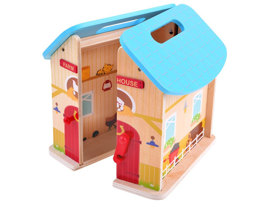 Wooden folding house farm animals ZA3723