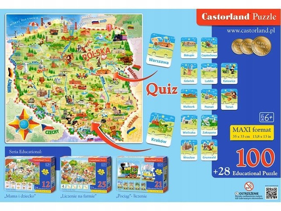 Castorland Mapa Polski 100ele i quiz Puzzle CA0010