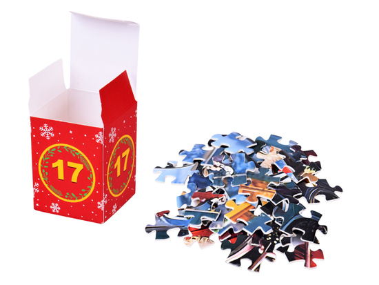 Kalendarz adwentowy PUZZLE - Św. Mikołaj w saniach w stylu VINTAGE ZA5884