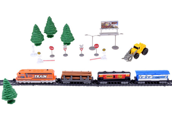 Queue, freight train with wagons and station RC0507