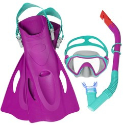 Bestway Zestaw do snorkelingu Maska z rurką i płetwami RÓŻOWY 7+ 25046