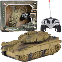 RC Tank with Remote Control, Rotating Turret, Lights, Realistic Sound