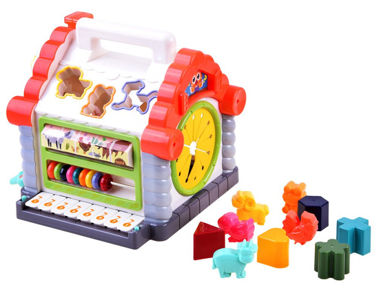Interaktywny Domek kostka edukacyjna sorter klocki zwierzątka ZA3518
