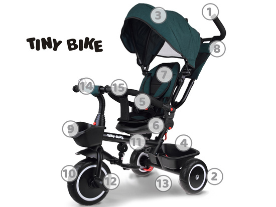 Children's three-wheeled bicycle Tiny Bike 3in1 with a roof ROTATABLE SP0650