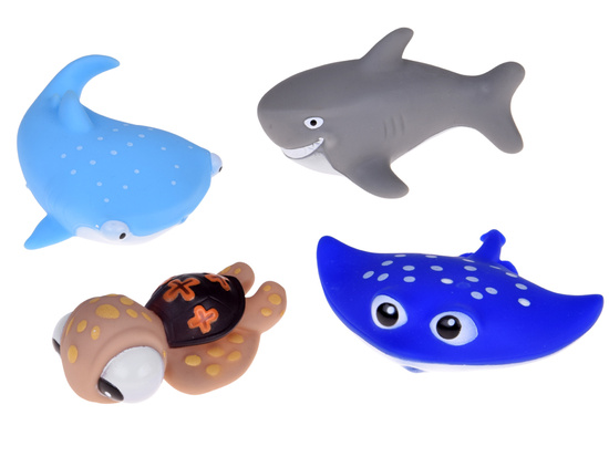 Rubber Bath Animals x4 Turtle Shark Whale Stingray ZA5858