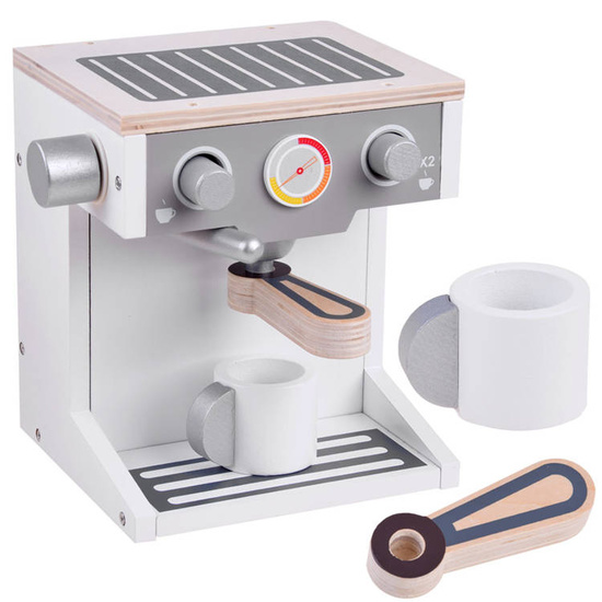 White WOODEN COFFEE MACHINE for children + accessories Small household appliances ZA4123