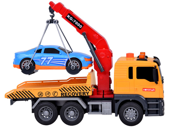 Set of Tow Truck + Car Light Sound SUPER mobile HDS crane ZA5408