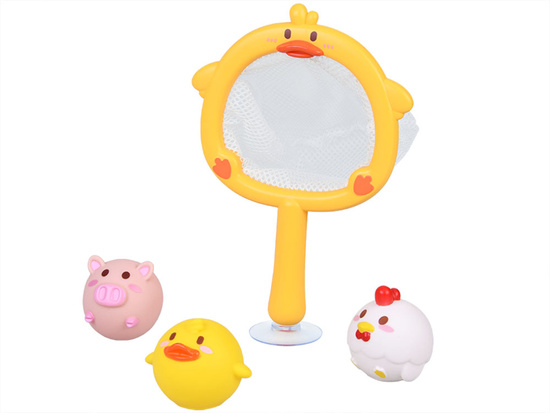 Bath toys FISHING 3 rubber animals without a hole + strainer ZA5924