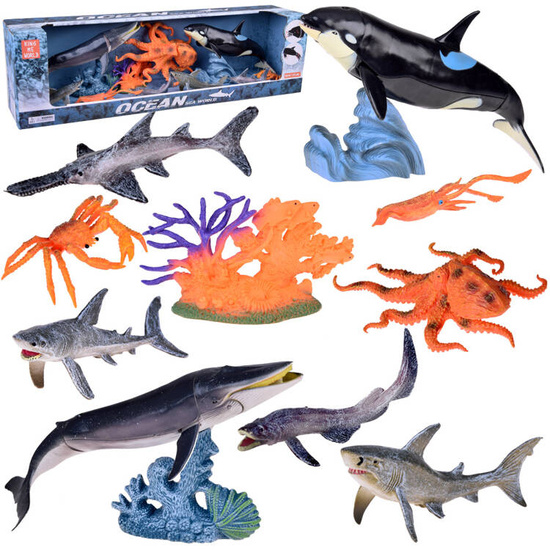 MARINE ANIMALS SERIES Set of figures: shark, crab, killer whale, octopus ZA5175