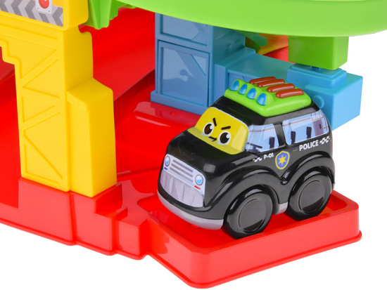Spiral Track car set + police car and dump truck 19 pieces ZA5692