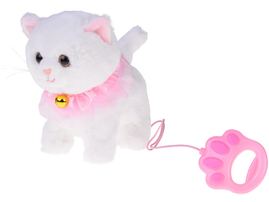 Interactive kitten walks on a leash, meows, and wags its tail ZA5592