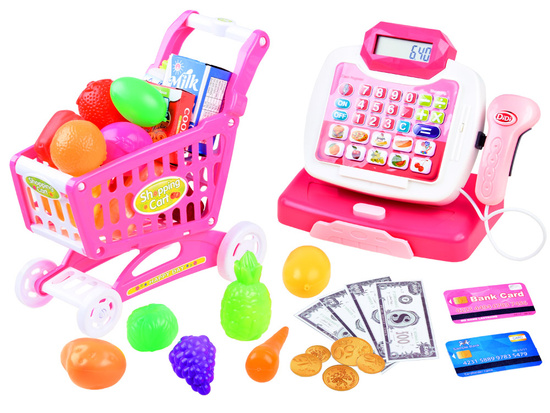 Cash register, shopping cart, groceries ZA3882