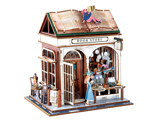 Wooden 3D PUZZLE Series Bookstore building 148 elements lighting ZA6014