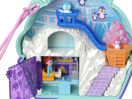 Polly Pocket Snow Penguin Set with Lockable House and Accessories ZA6050