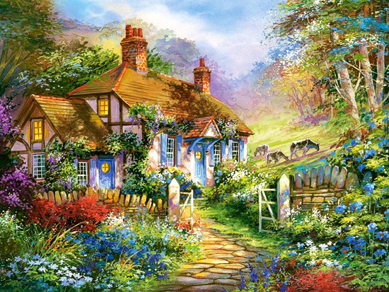 3000-piece Forest Cottage Puzzle C-300402-2
