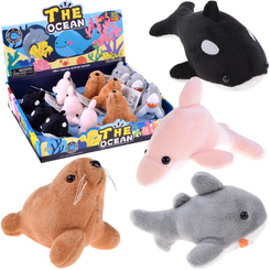 Plush ocean animals with squeaker - Seal Dolphin Killer Whale Shark ZA5779