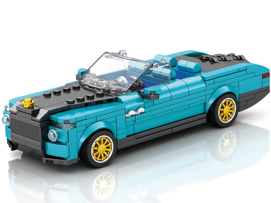Klocki techniczne Retro auto NIEBIESKI KABRIOLET złote felgi 417-ele ZA5788