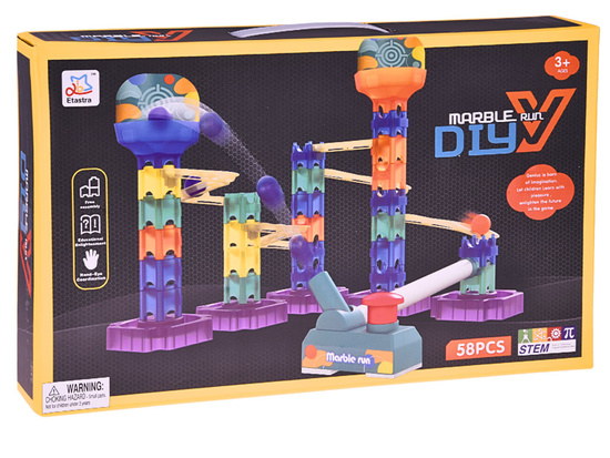 Colorful Marble Run DIY Ball Track with Launcher 58 Pieces ZA5979
